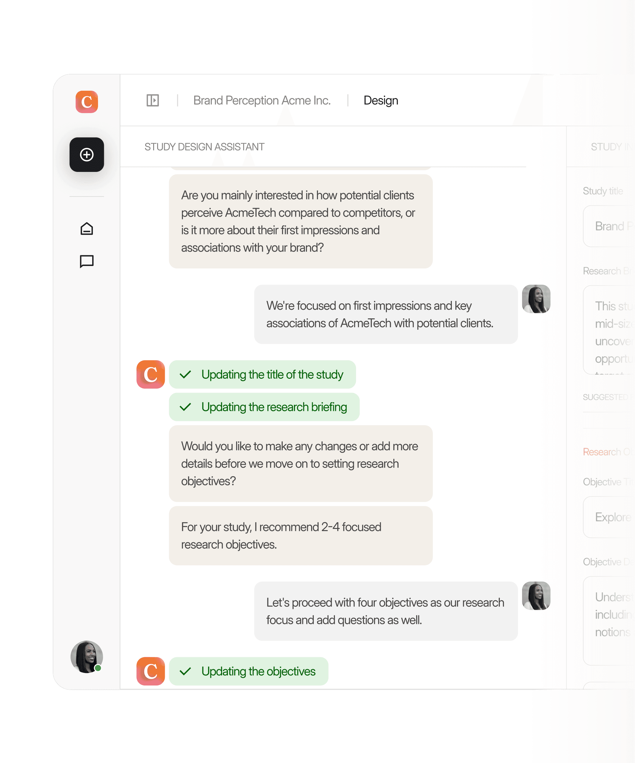Chat log between Conveo and customer