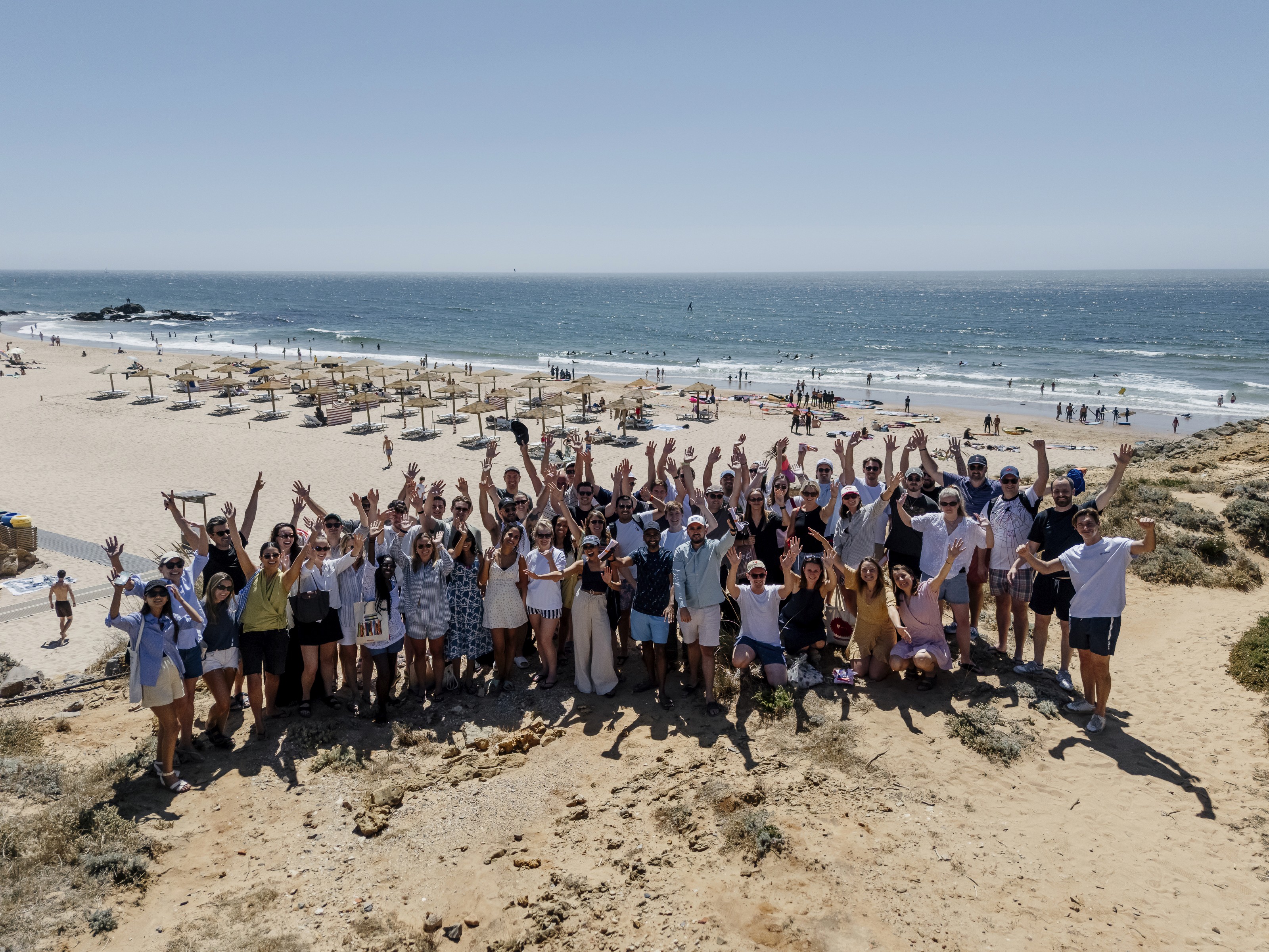 The Conveo team photographed together from above