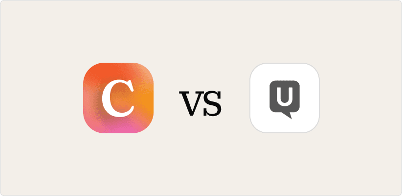 Conveo logo "vs" UserTesting logo comparison graphic.