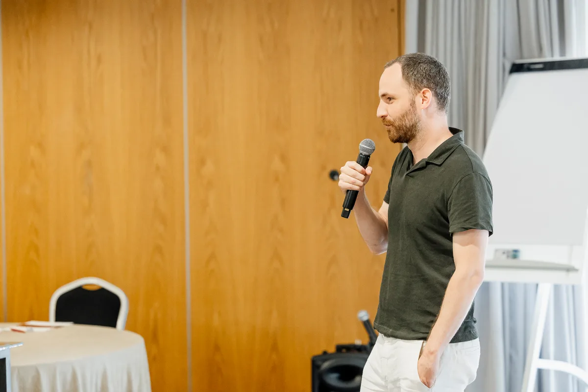 Engineer presenting to the team