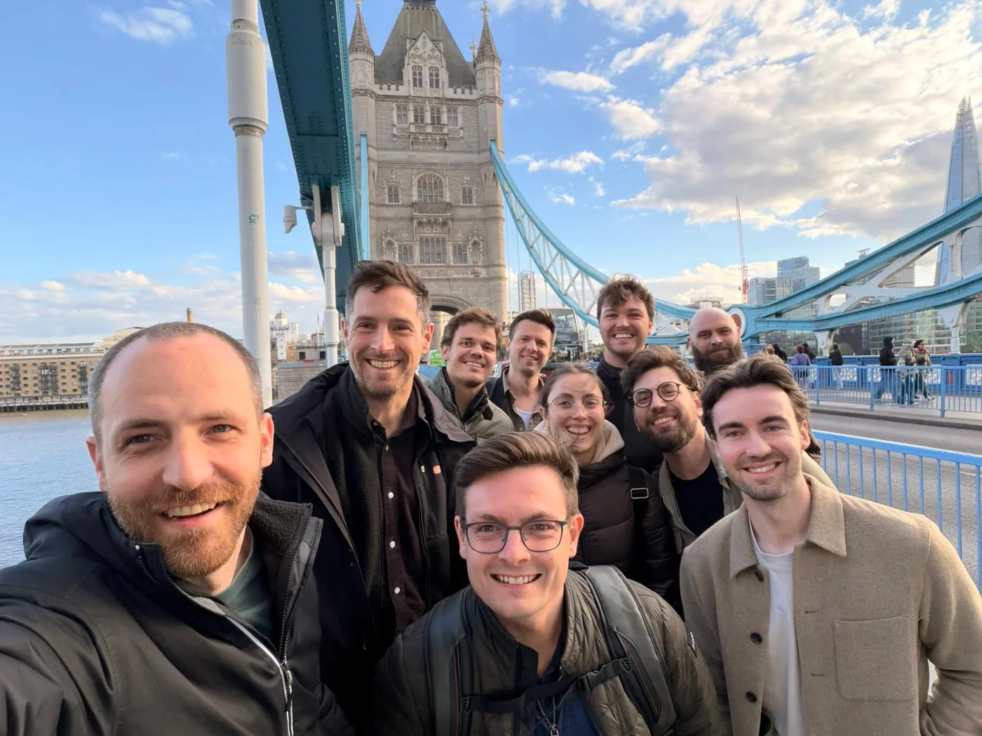 The engineering team on a walk past Tower Bridge