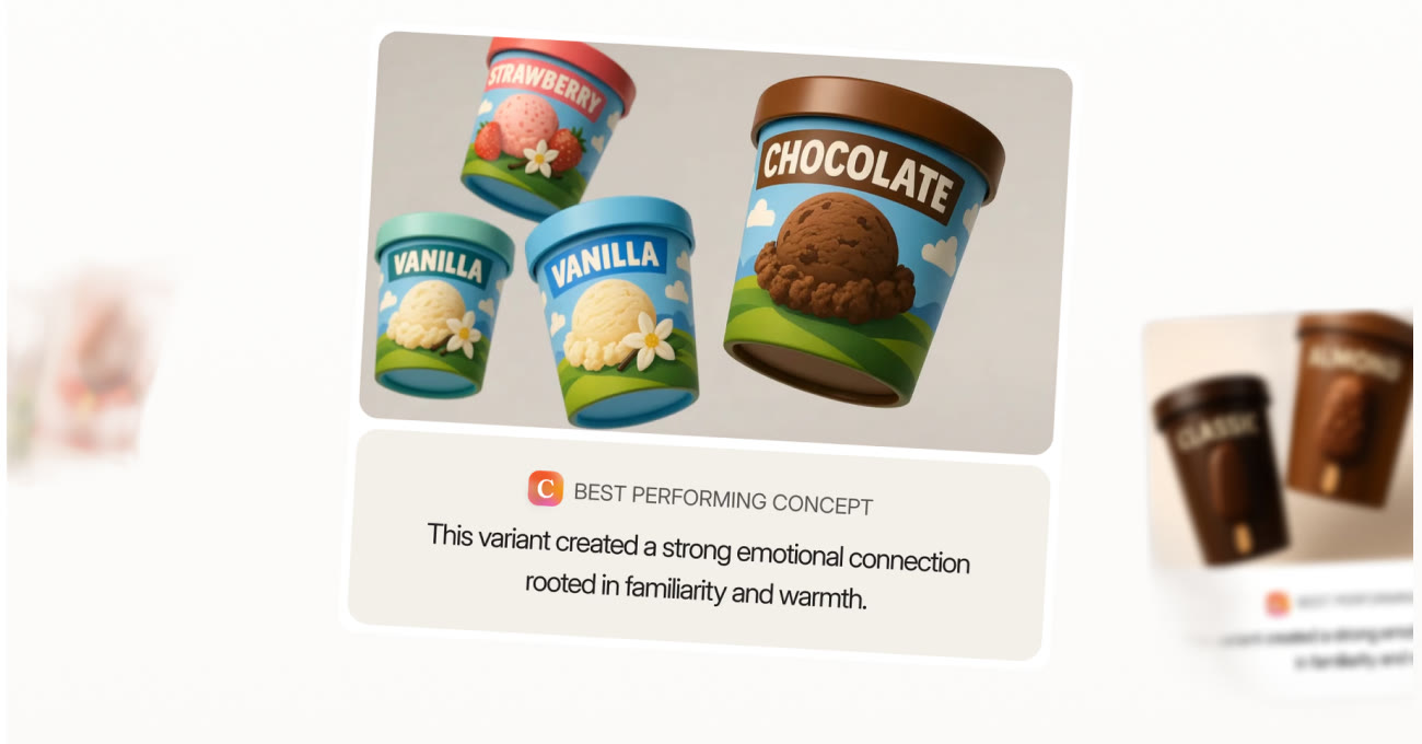 A best performing concept card in Conveo with the summary of why participants preferred it