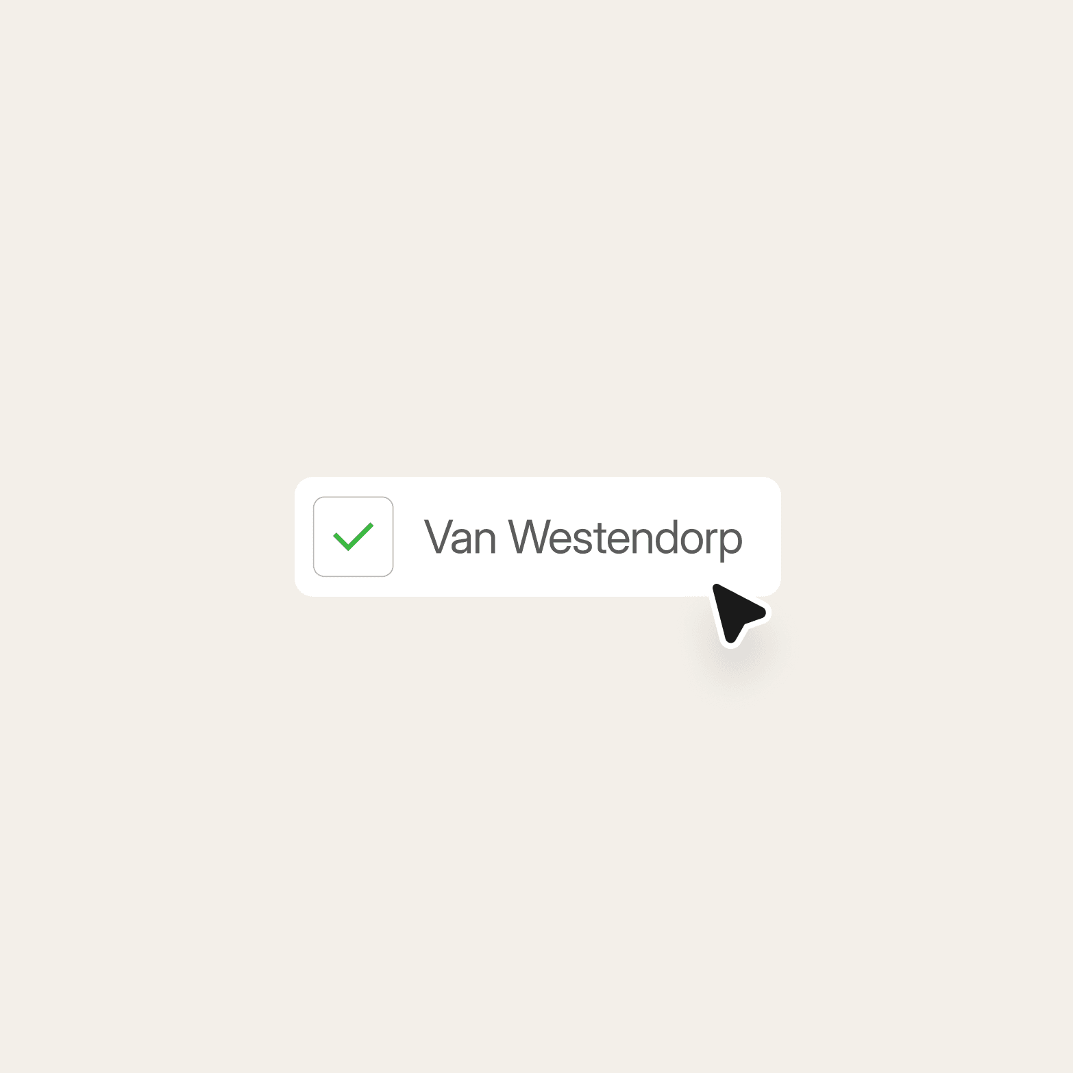 A checked box labeled Van Westendorp with a cursor beside it on a beige background, representing choosing the Van Westendorp pricing method