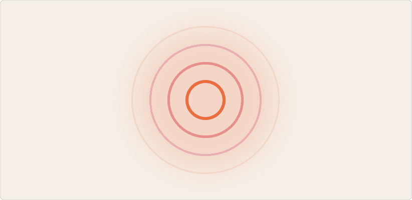 Concentric circles radiating outward from an orange center circle, representing ripple or ritual patterns.