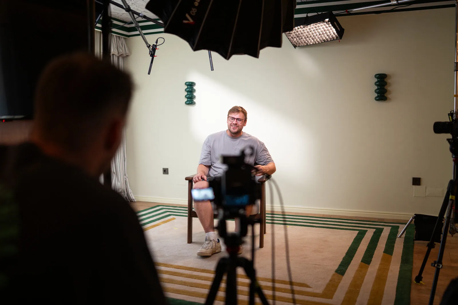 Charles Allison on set at the Conveo off-site in Cascais