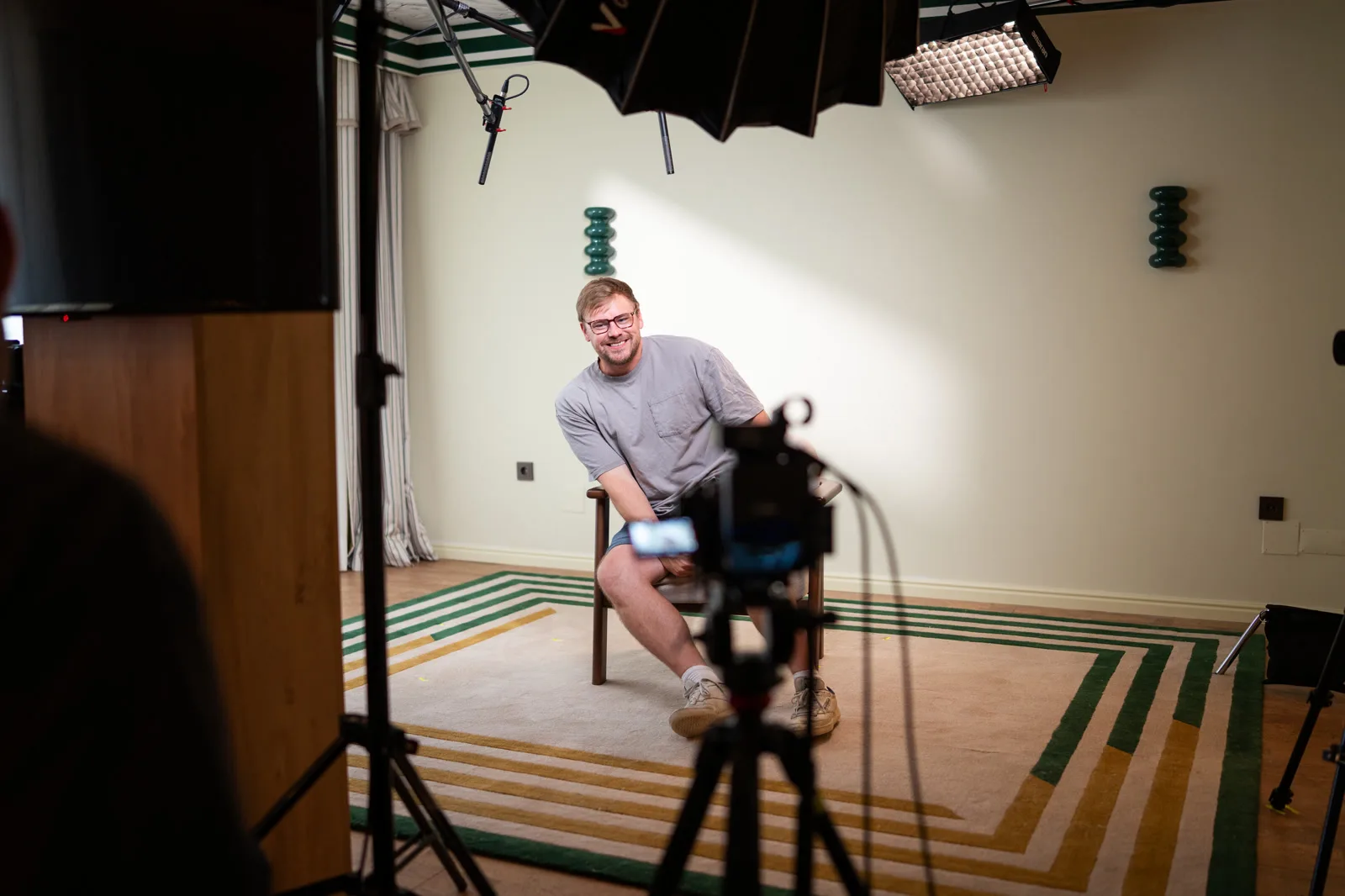 Charles Allison on set at the Conveo off-site in Cascais