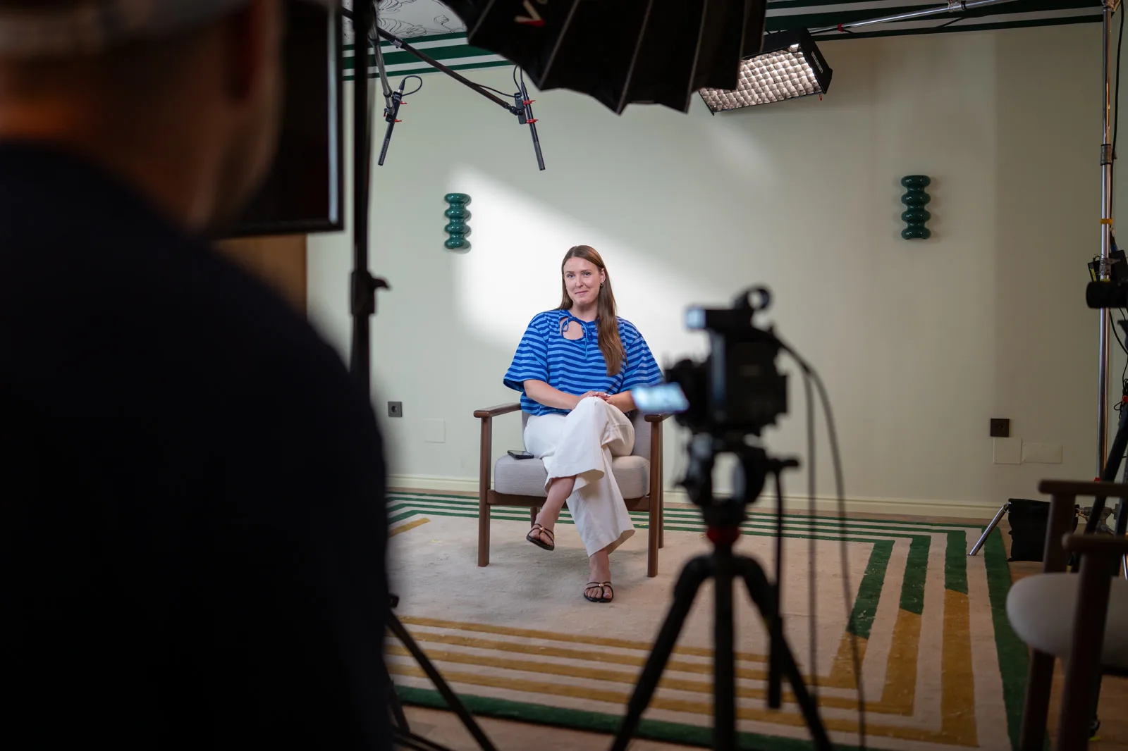 Emmie Yurchuk on set at the Conveo off-site in Cascais