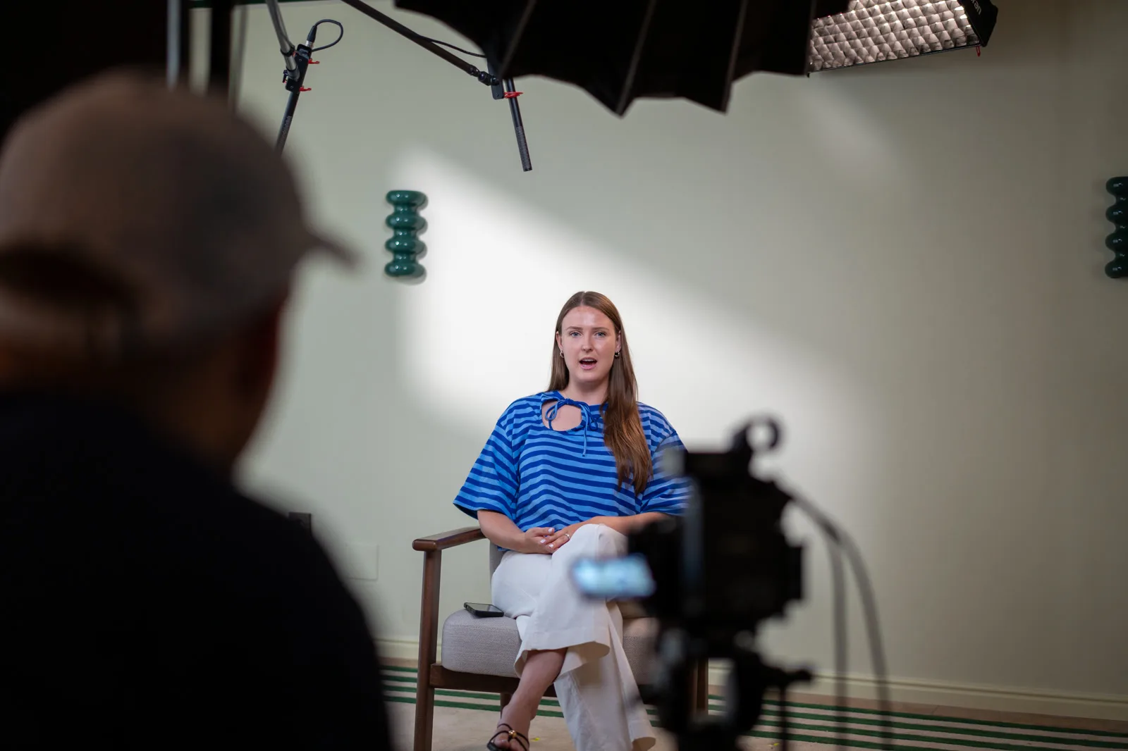 Emmie Yurchuk on set at the Conveo off-site in Cascais