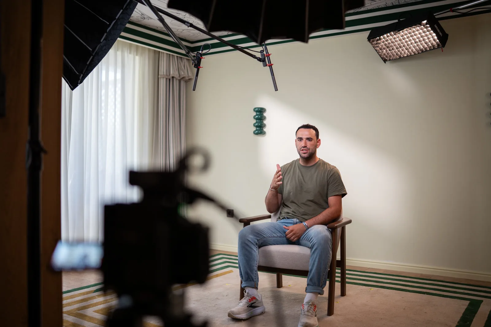 Jake Brown on set at the Conveo off-site in Cascais