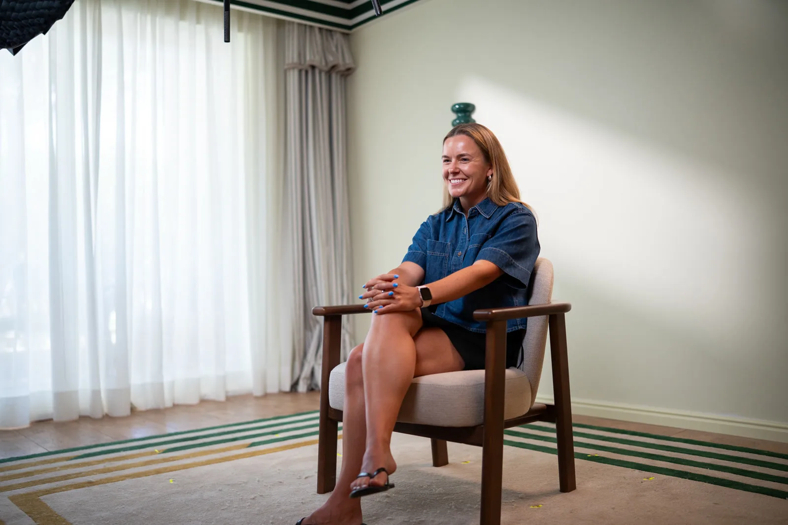 Meg Gerli on set at the Conveo off-site in Cascais