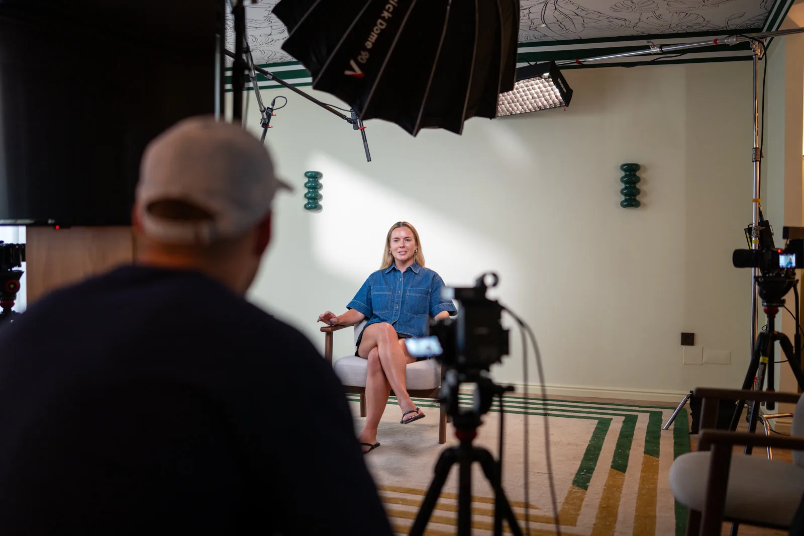Meg Gerli on set at the Conveo off-site in Cascais